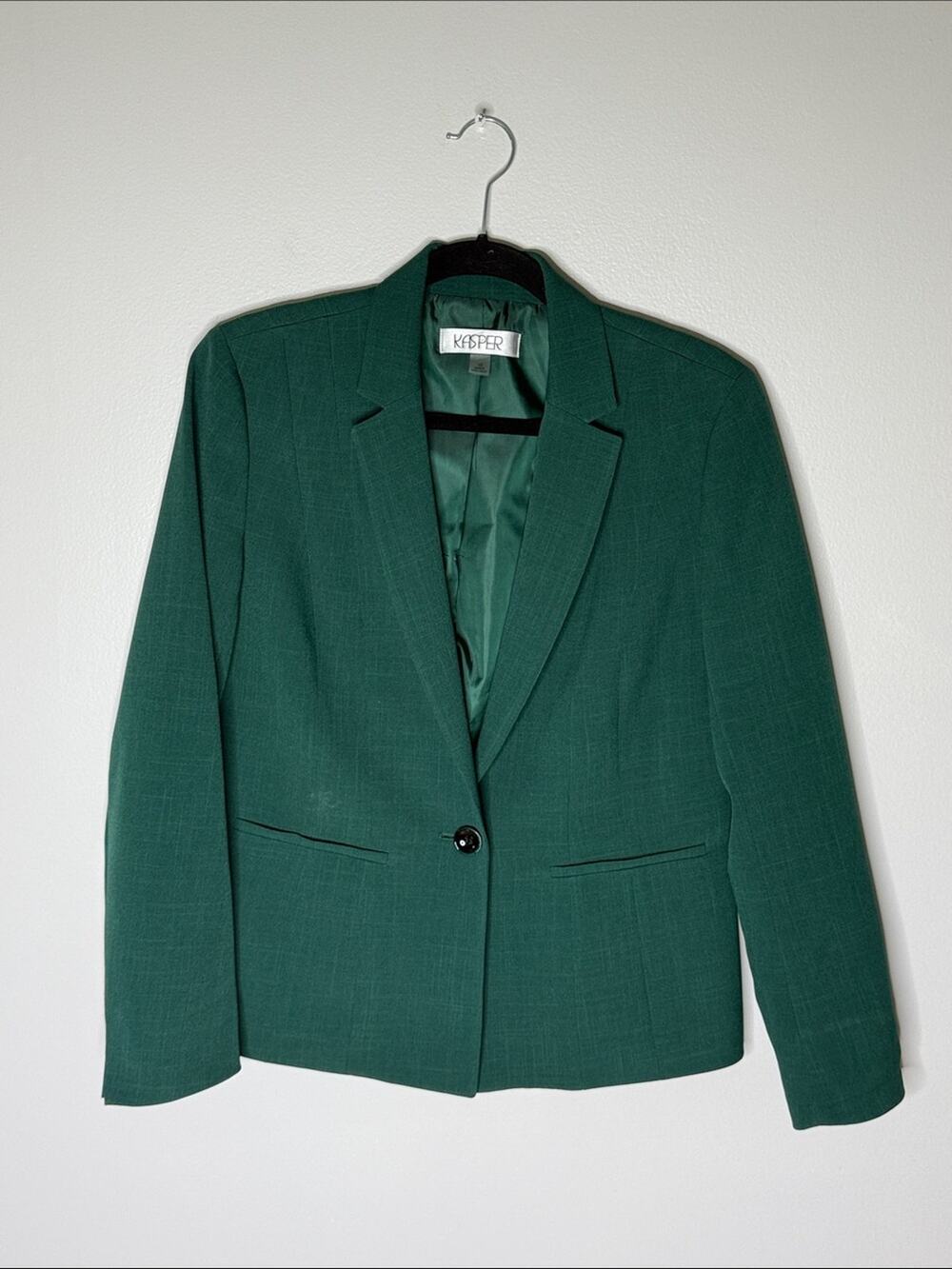 Kasper Women's Dark Green Single-Button Blazer Size 10